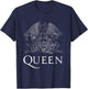 Queen Official Classic Crest Logo White Short Sleeve T-Shirt - T-Shirt | Navy