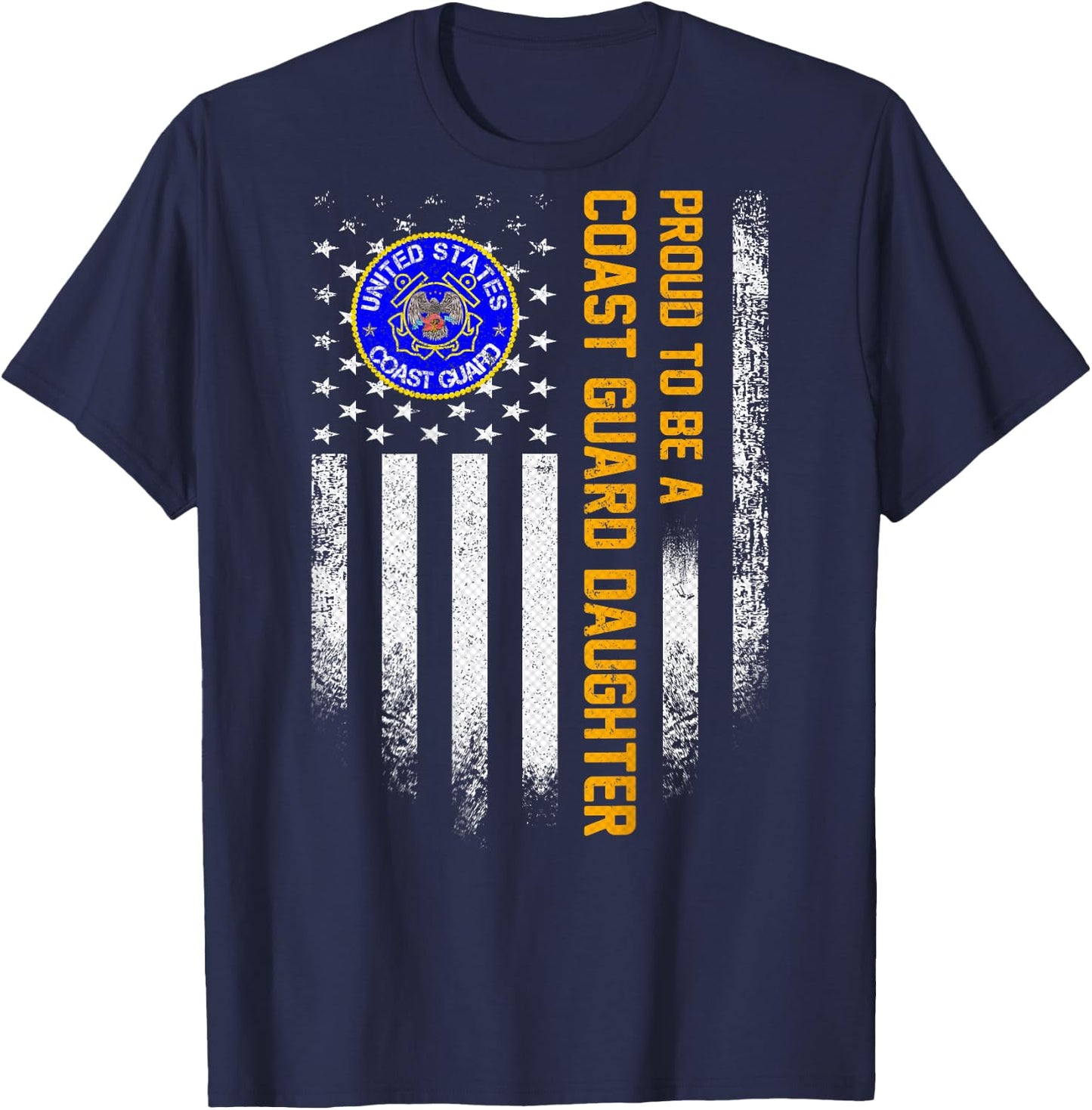 Vintage USA Flag Proud To Be A Coast Guard Veteran Daughter T-Shirt - T-Shirt | Navy