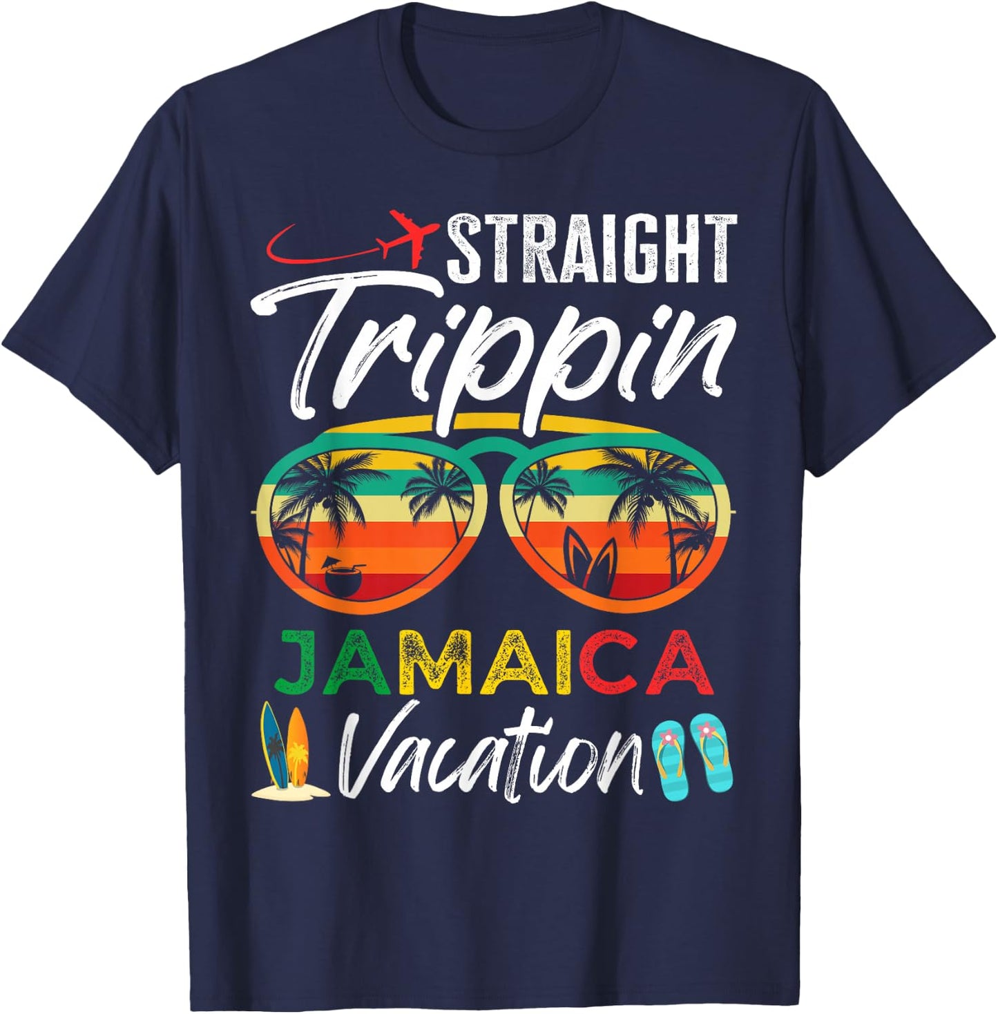 Straight Trippin Jamaica Couples Family Vacation Group Trip T-Shirt - T-Shirt | Navy