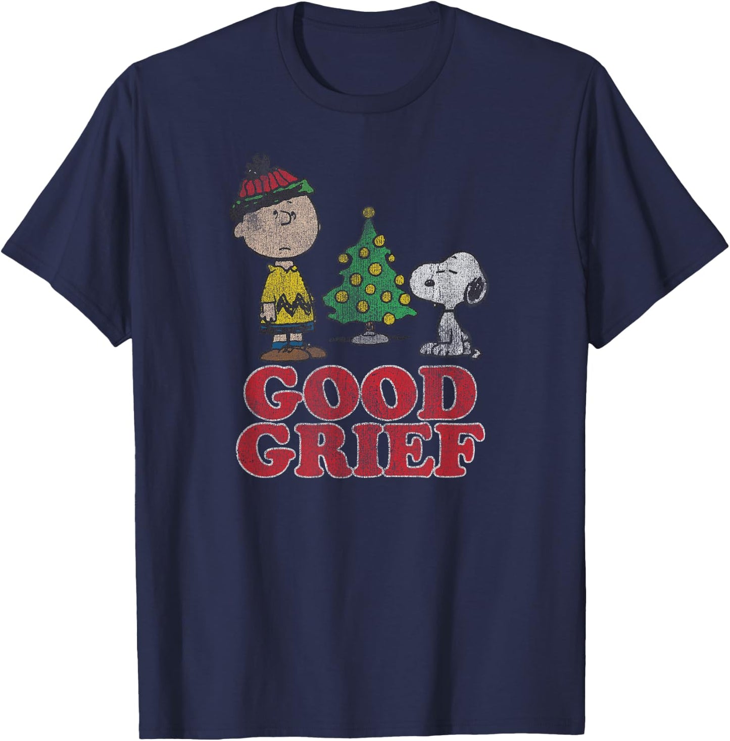 Peanuts Holiday Good Grief Snoopy and Charlie Brown T-Shirt - T-Shirt | Navy