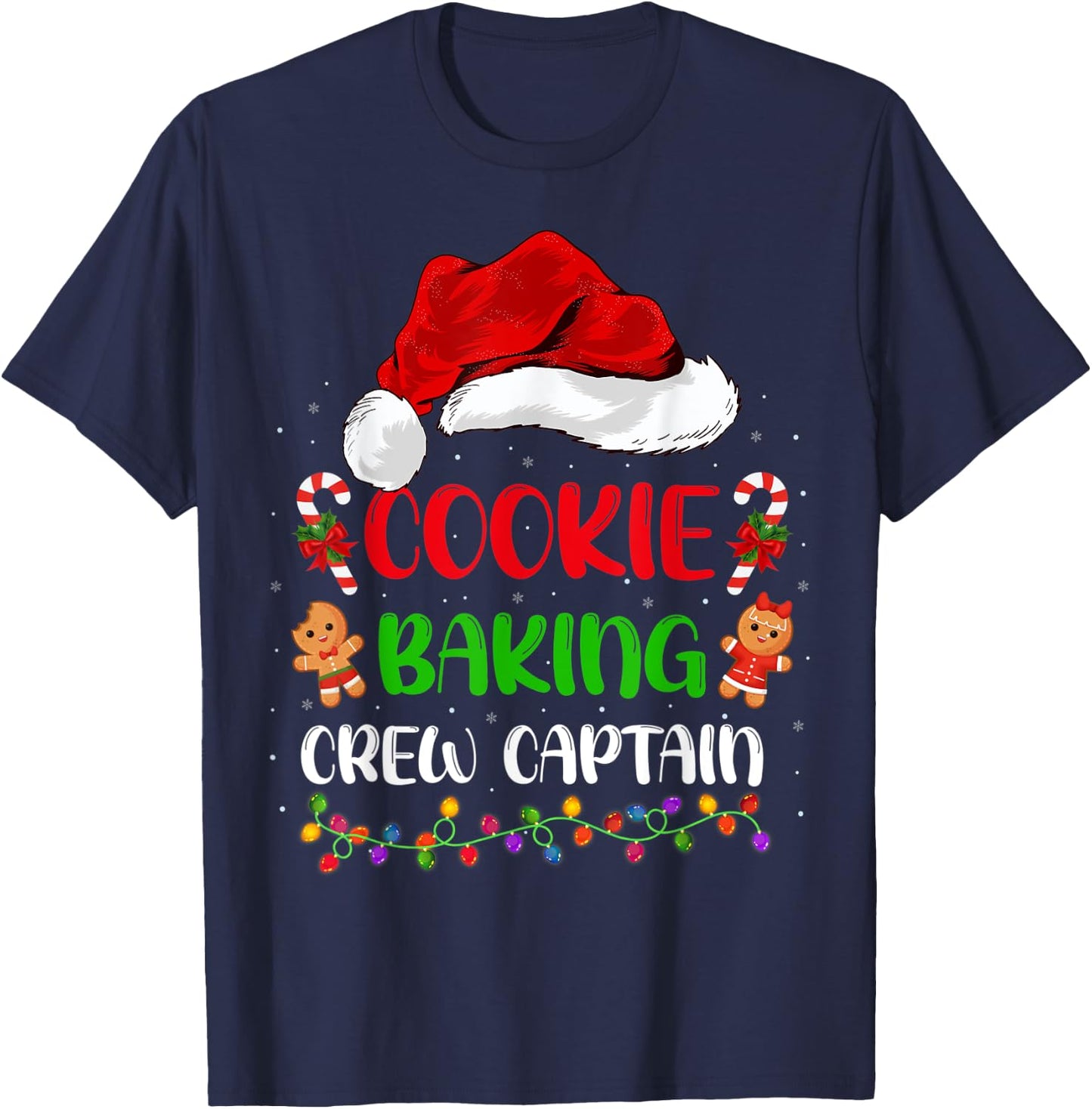 Funny Baker Santa Cookie Baking Crew Captain Christmas T-Shirt - T-Shirt | Navy