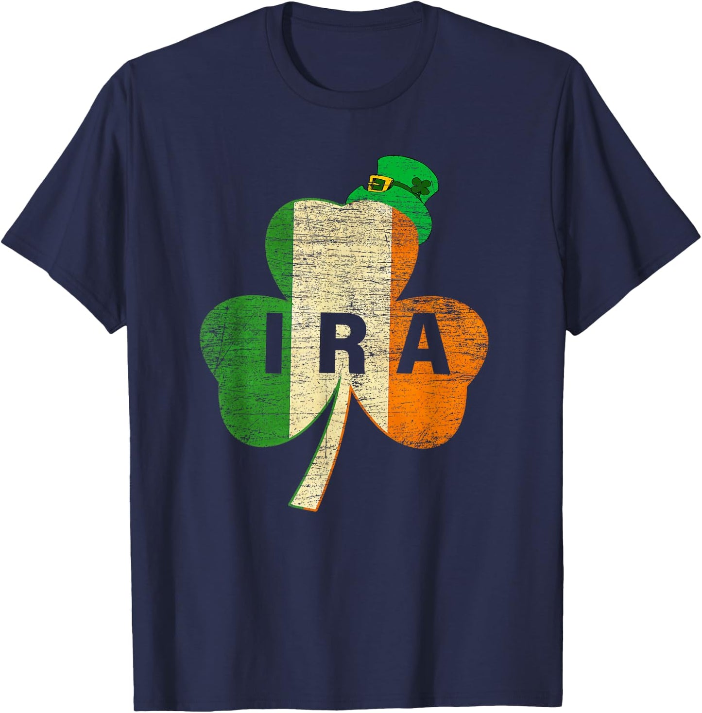 St Patricks Day IRA Vintage Ireland Flag Irish Luck Shamrock T-Shirt - T-Shirt | Navy