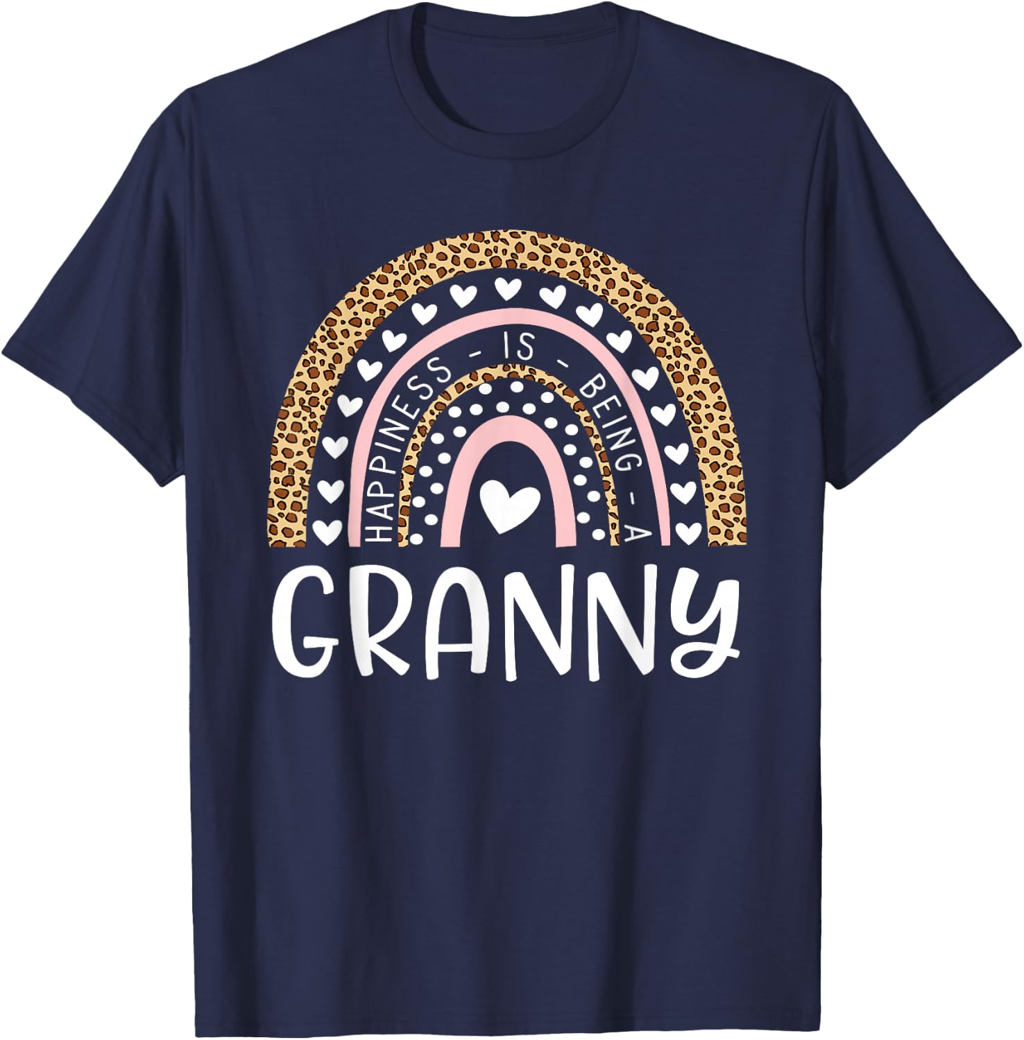 New Granny Announcement Rainbow Happiness Is Being A Granny T-Shirt - T-Shirt | Navy