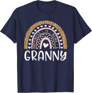 New Granny Announcement Rainbow Happiness Is Being A Granny T-Shirt - T-Shirt | Navy