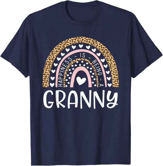 New Granny Announcement Rainbow Happiness Is Being A Granny T-Shirt - T-Shirt | Navy