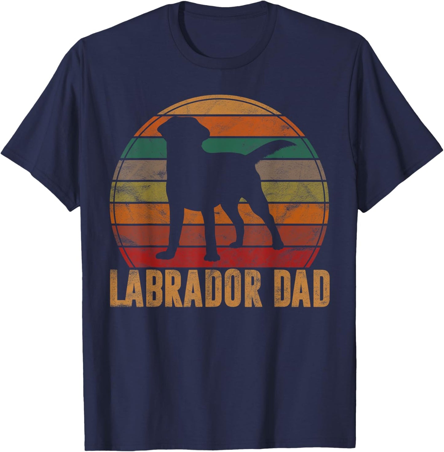 Retro Labrador Dad Gift Dog Daddy Golden Black Lab Father T-Shirt - T-Shirt | Navy