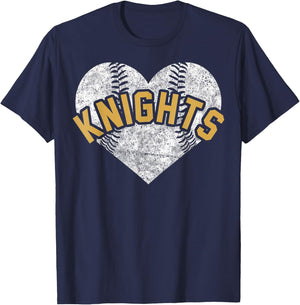 Knights Baseball Softball Shirt High School Team Mascot Mom T-Shirt - T-Shirt | Navy