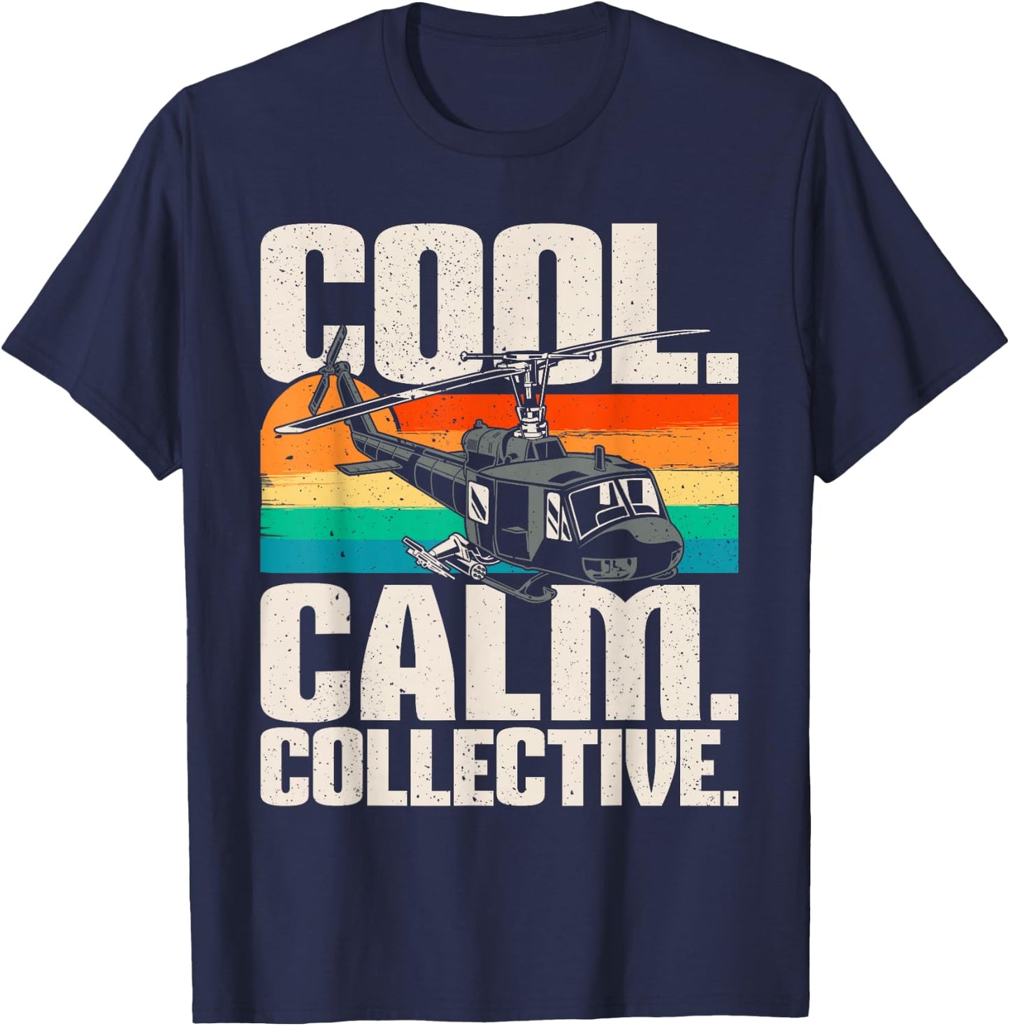 Calm Collective - Retro Helicopter Vintage Pilot Aviation T-Shirt - T-Shirt | Navy