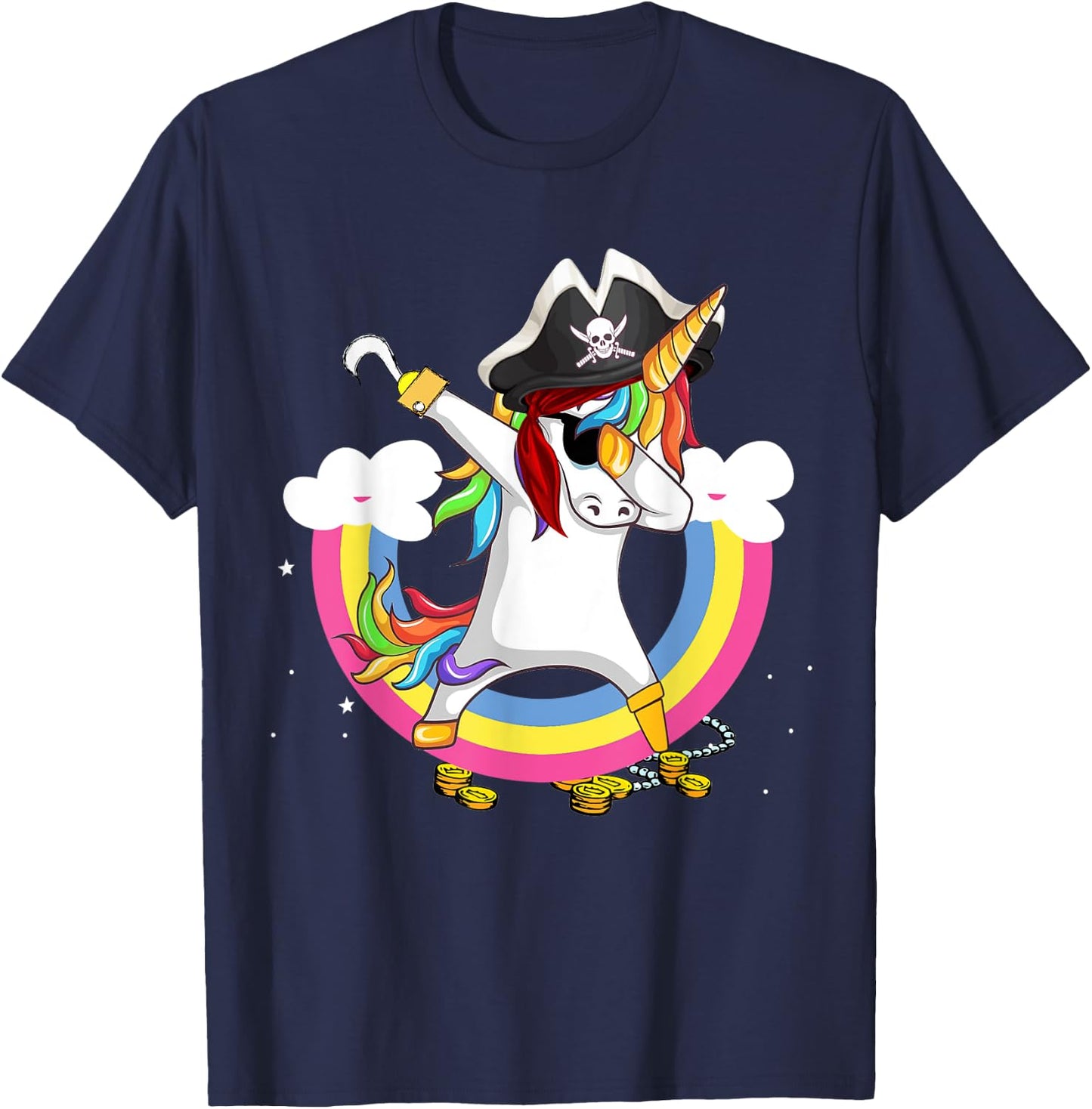 Pirate magical unicorn Funny awesome Halloween Costume T-Shirt - T-Shirt | Navy
