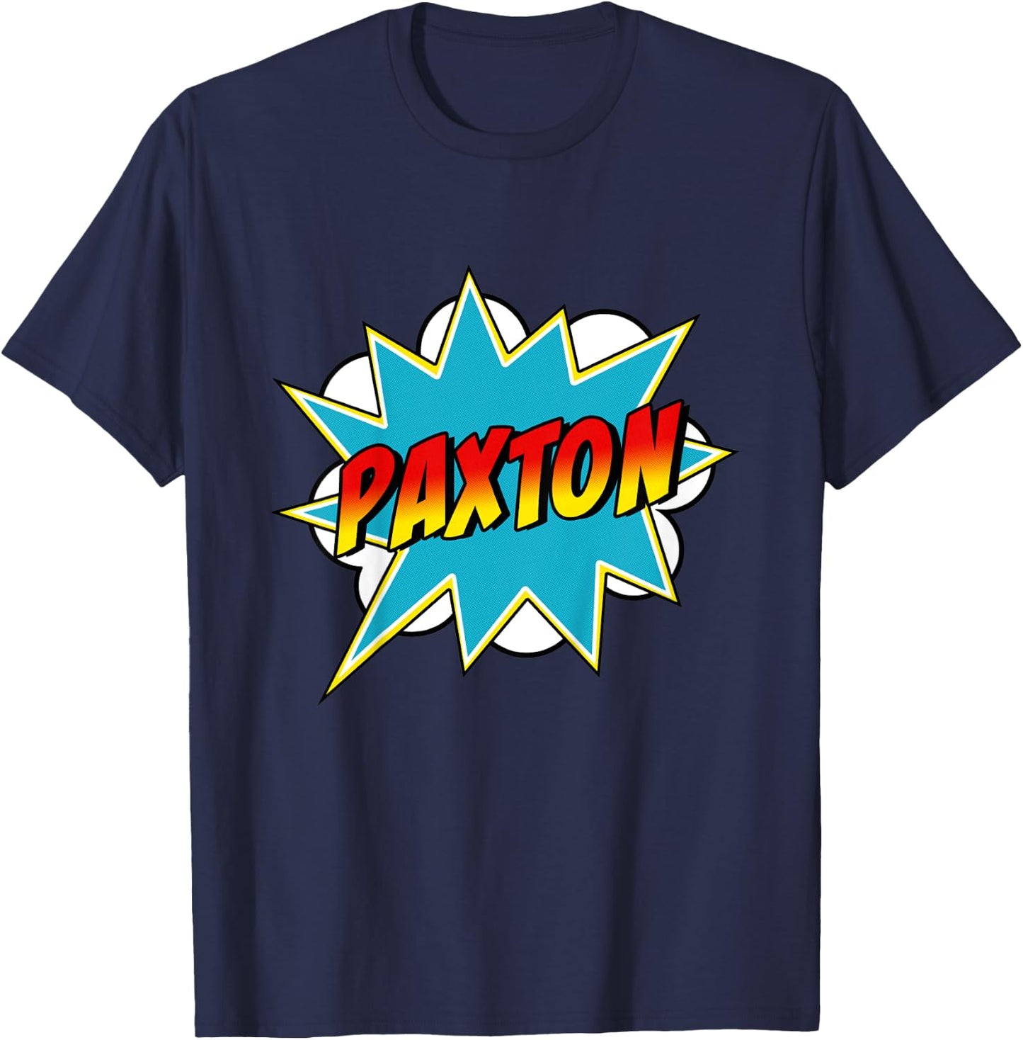 Kids Boys Paxton Name Comic Book Superhero T-Shirt - T-Shirt | Navy