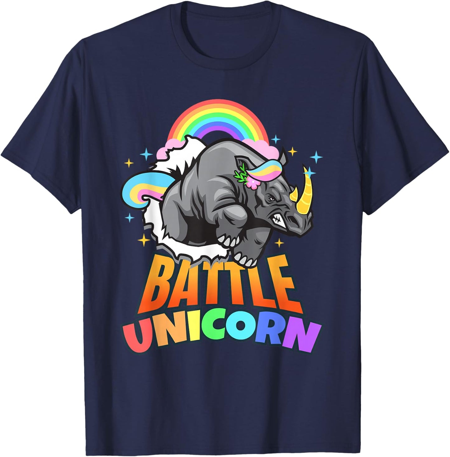 Rhino I Battle Unicorn I Rhino Rhinoceros T-Shirt - T-Shirt | Navy