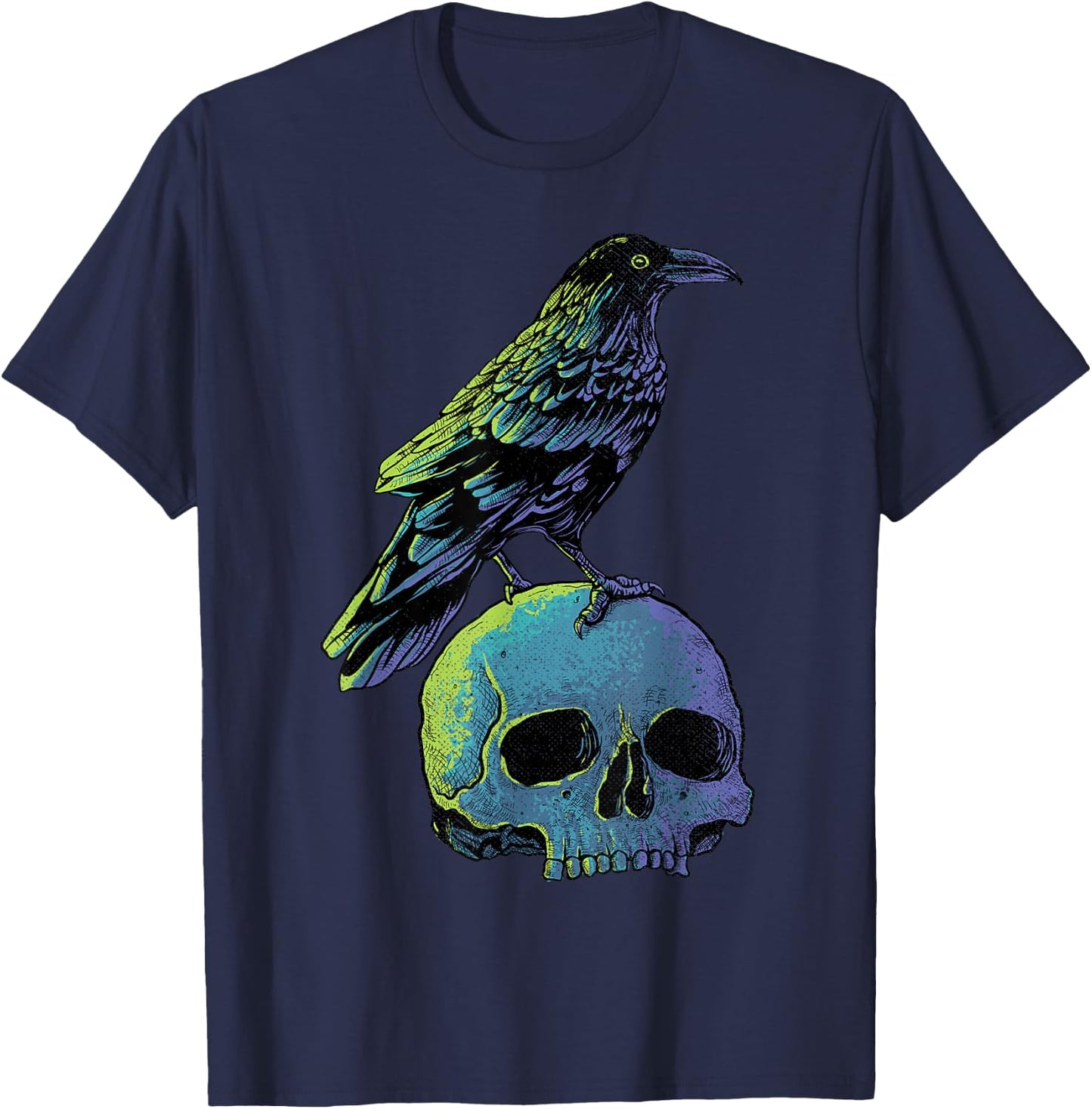 Vintage Crow Gothic Spooky Black Raven T-Shirt - T-Shirt | Navy