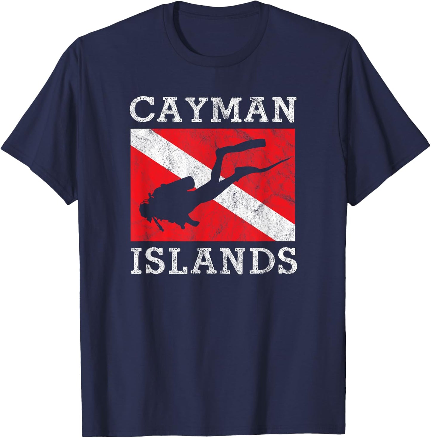 Retro Scuba Diver Grand Cayman Islands Scuba Diving T-Shirt - T-Shirt | Navy