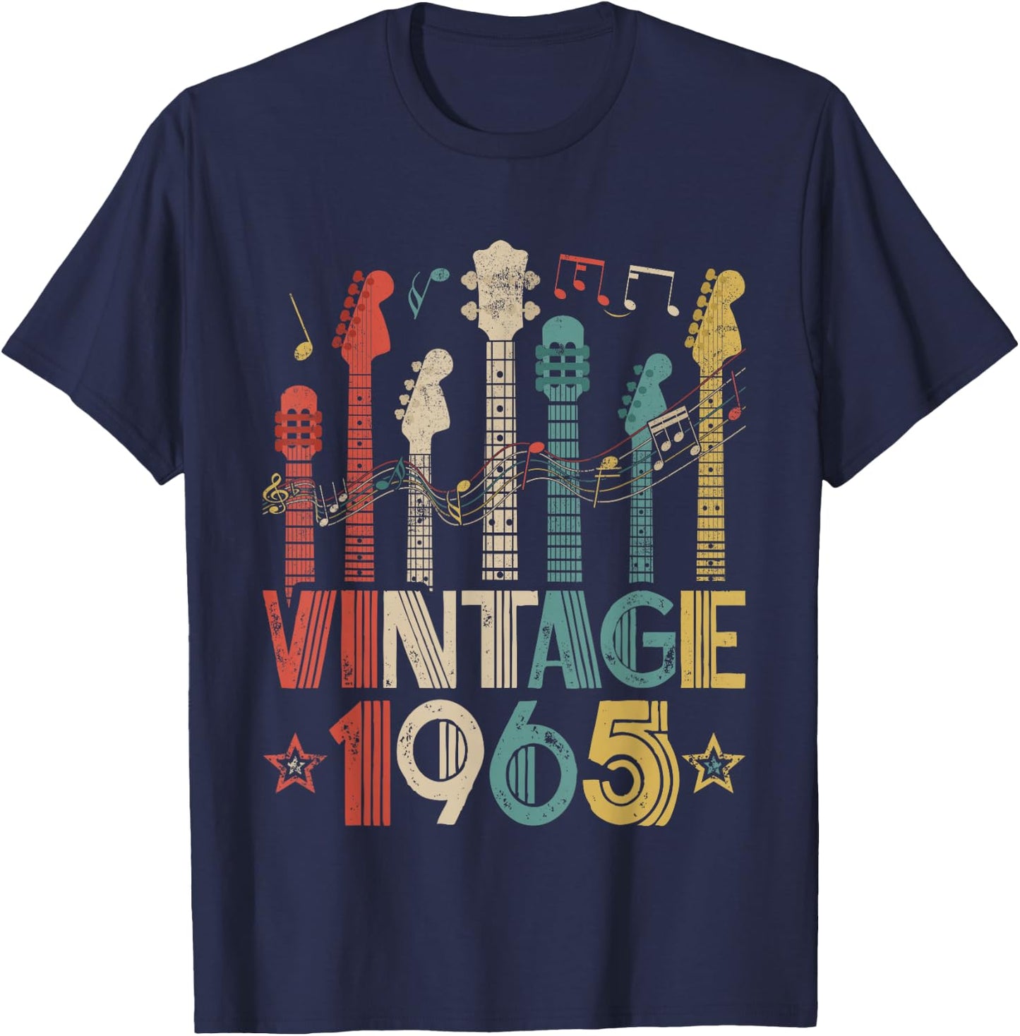 Retro Vintage 1965 Guitar Lover 1965 Birthday Guitarist T-Shirt - T-Shirt | Navy
