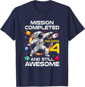 4Th Birthday Astronaut 4 Years Old Outer Space Birthday T-Shirt - T-Shirt | Navy