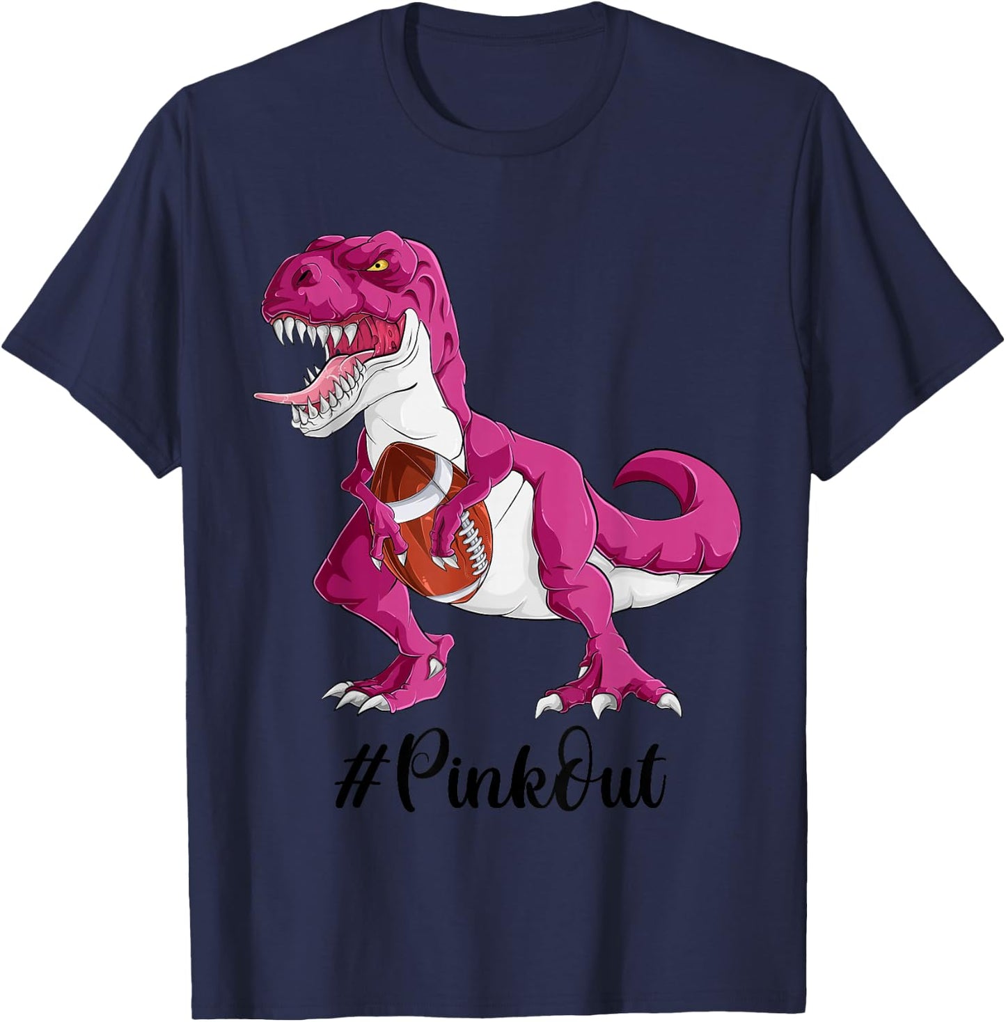 Pink Dinosaur Football Shirt Boys, Pink Out Breast Cancer T-Shirt - T-Shirt | Navy