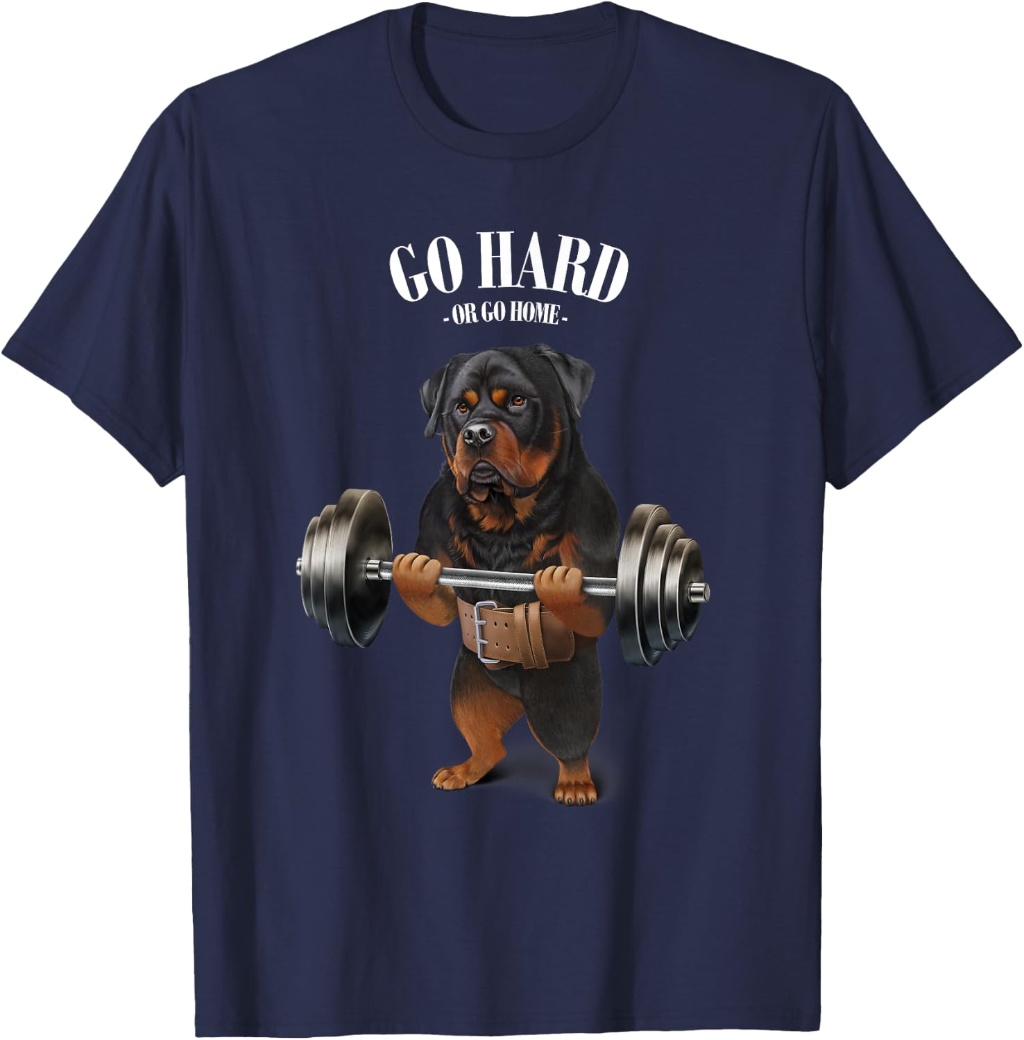 Rottweiler Dog Weightlifting in Fitness Gym T-Shirt - T-Shirt | Navy