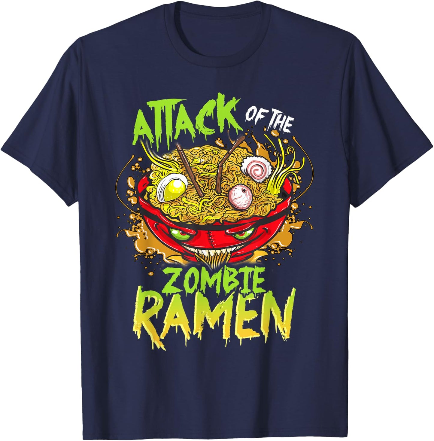 Scary Halloween Zombie Ramen Anime T-Shirt - T-Shirt | Navy