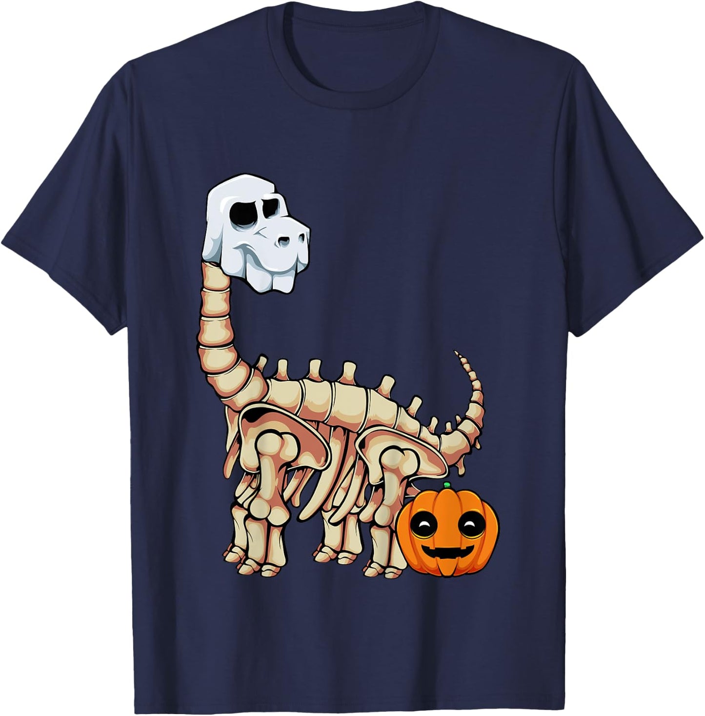 Kids Dinosaur Skeleton Ghost Lazy Halloween Costume Brontosaurus T-Shirt - T-Shirt | Navy