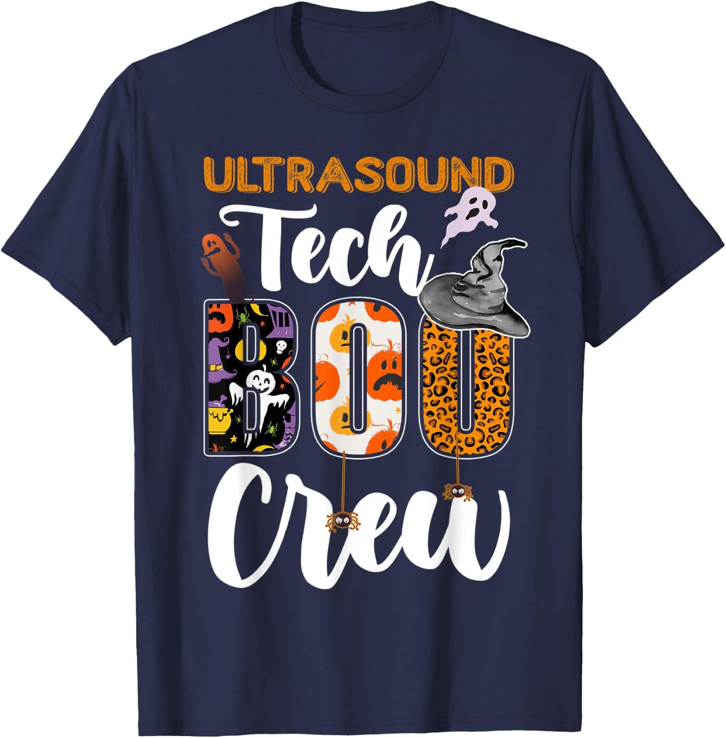 Ultrasound Tech Boo Crew Funny Halloween Technician Matching T-Shirt - T-Shirt | Navy