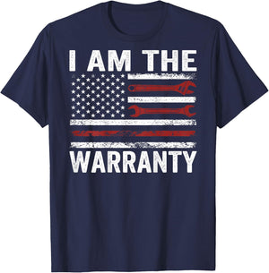 (On Back) I Am The Warranty Mechanic Handyman Humor Design T-Shirt - T-Shirt | Navy