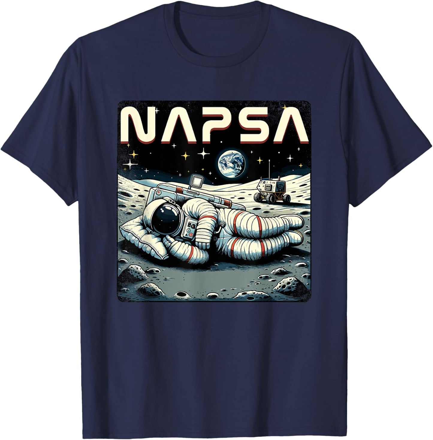 Retro Napsa Astronaut Outer Space Pun Novelty Funny Space T-Shirt - T-Shirt | Navy