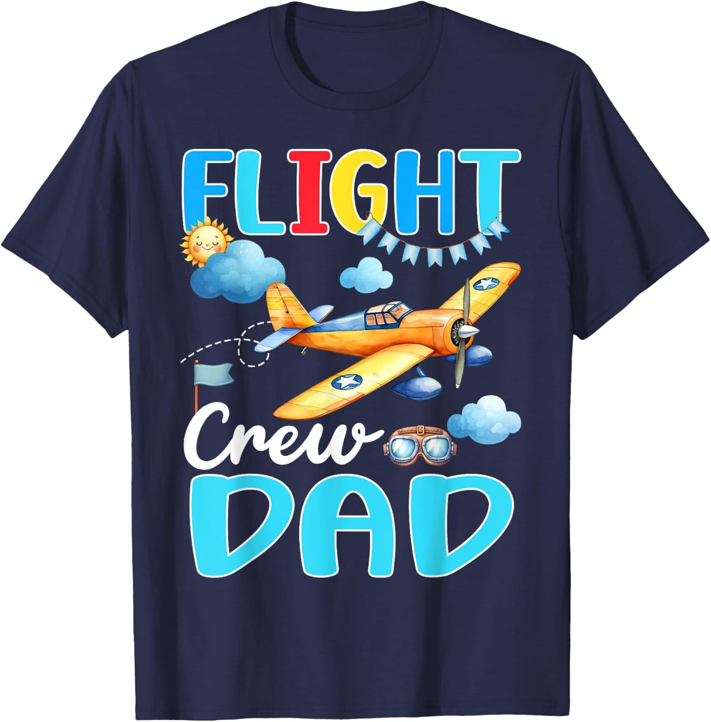 Flight Crew Dad Birthday Squad Airplane Matching Family T-Shirt - T-Shirt | Navy