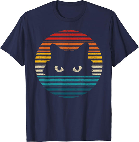 Cat Vintage Retro Funny Gift T-Shirt - T-Shirt | Navy