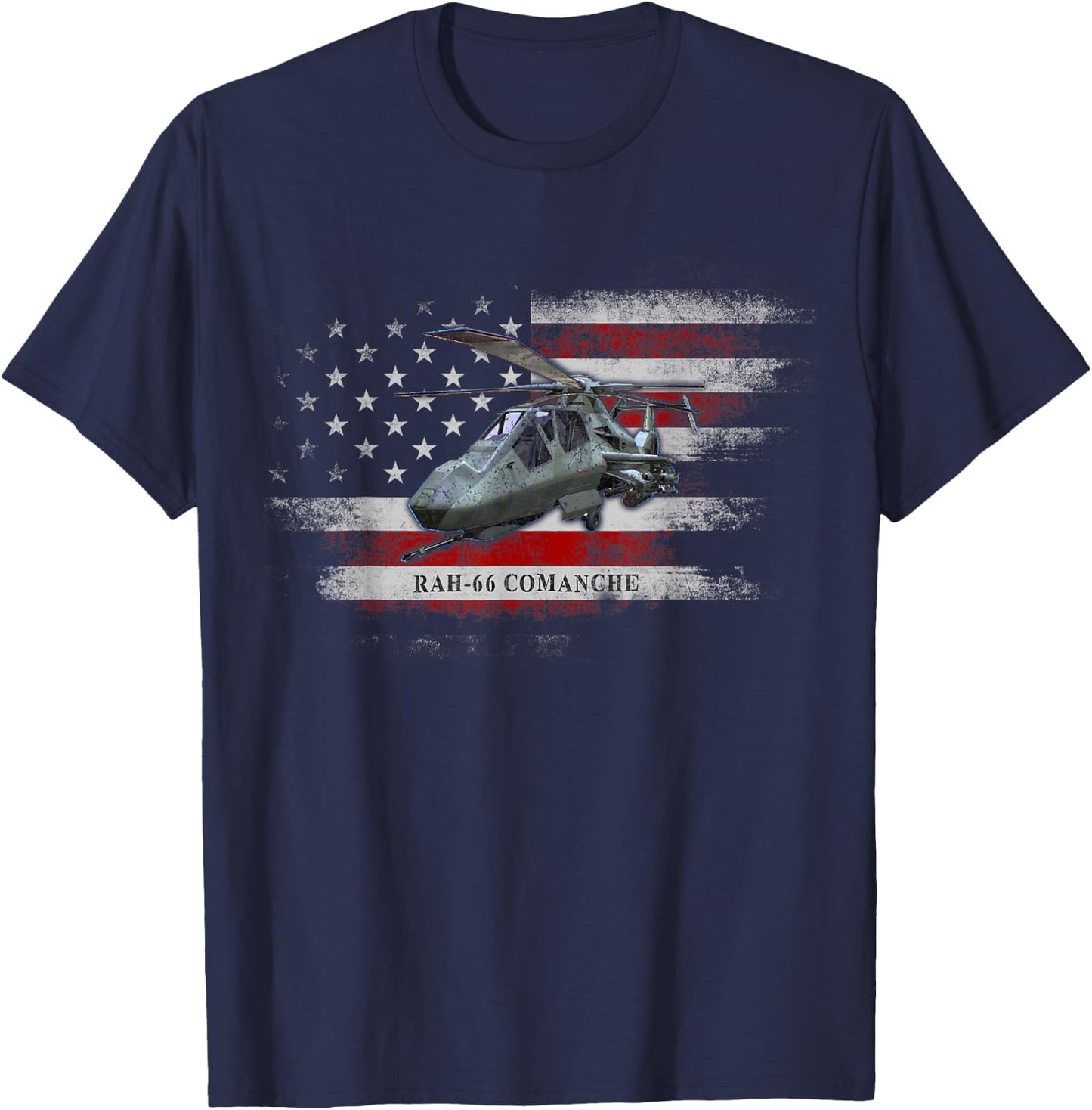 RAH-66 Comanche Helicopter USA Flag Helicopter Pilot Gifts T-Shirt - T-Shirt | Navy