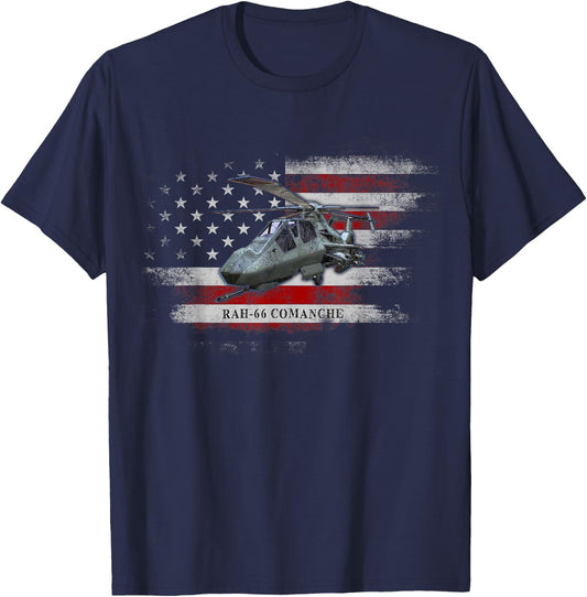 RAH-66 Comanche Helicopter USA Flag Helicopter Pilot Gifts T-Shirt - T-Shirt | Navy