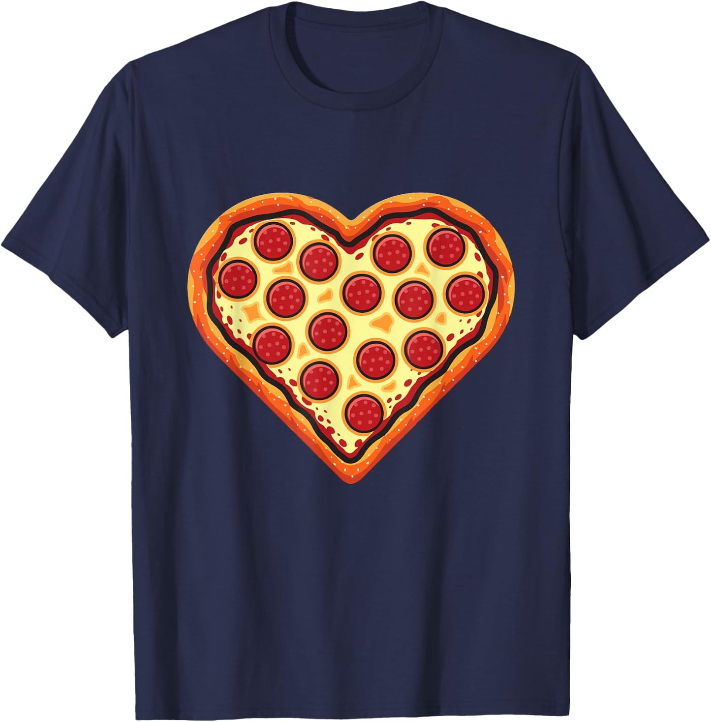 Pizza Heart Cute Valentines Day Funny Heart Shaped Pizza T-Shirt - T-Shirt | Navy