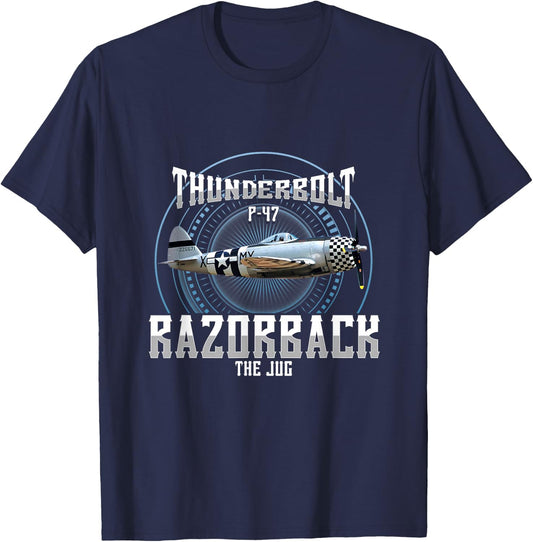 P-47 Thunderbolt WWII Airplane T-Shirt - T-Shirt | Navy