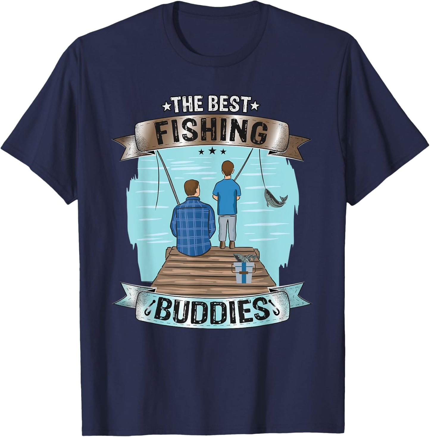 "The Best Fishing Buddies" fishing dad and son | fishing T-Shirt - T-Shirt | Navy
