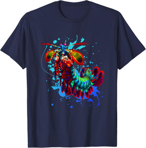 Rainbow Peacock Mantis Shrimp Blue Splash T-Shirt - T-Shirt | Navy