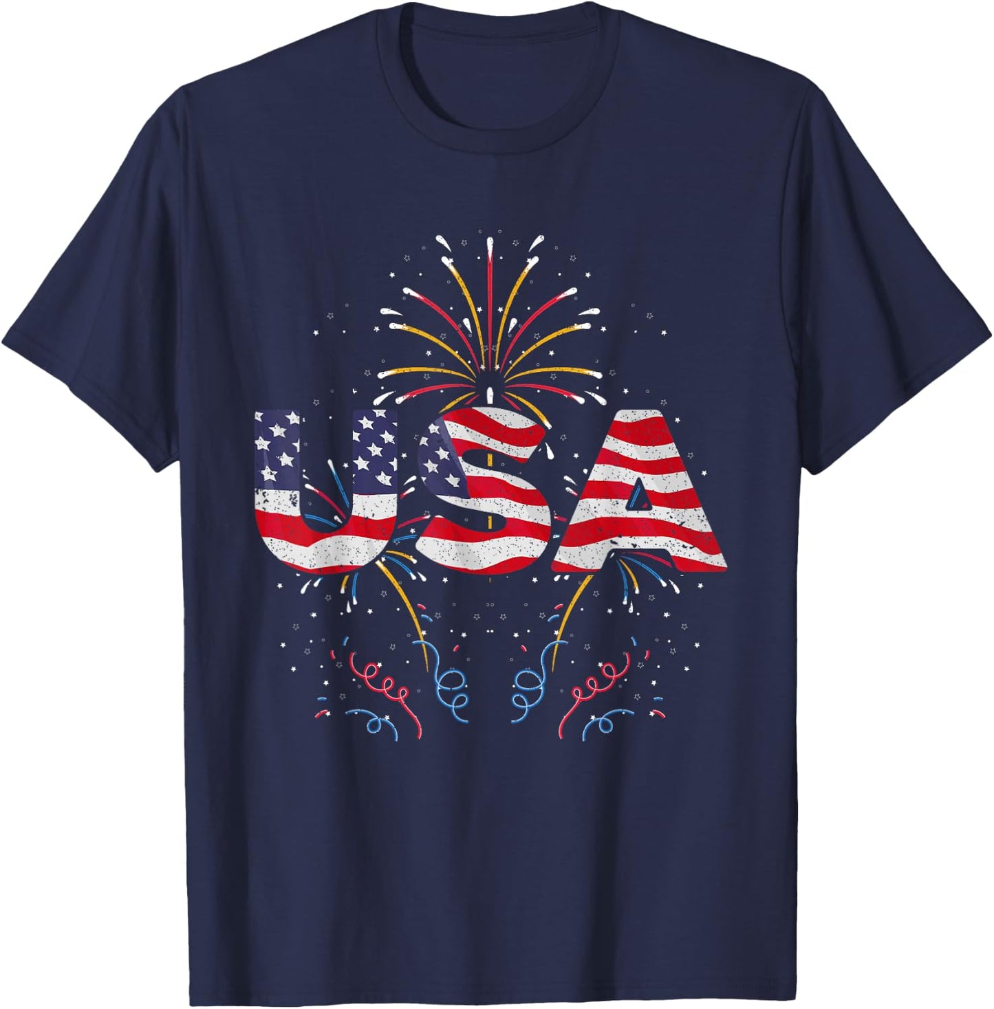 American US Flag 4th of July United States Fireworks USA T-Shirt - T-Shirt | Navy