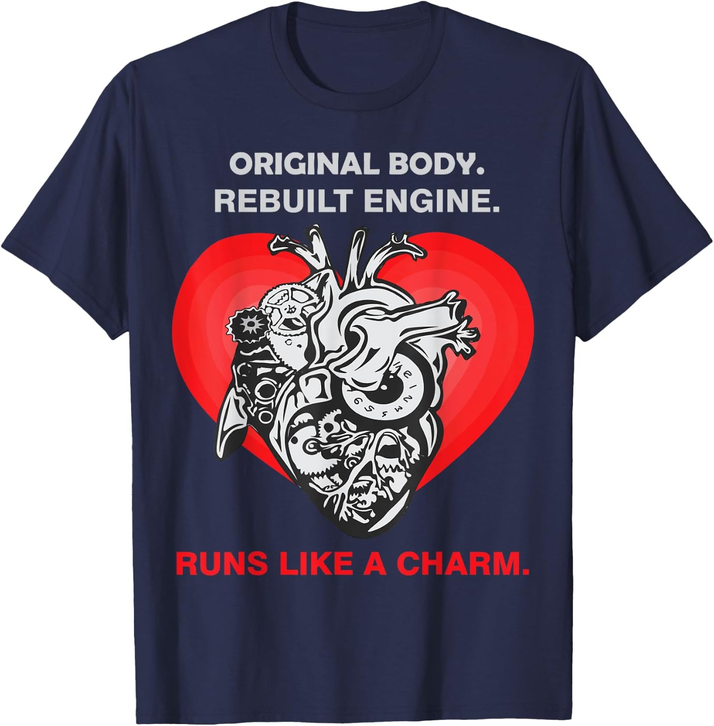 Funny Open Heart Transplant Men Women Heart Attack Survivor T-Shirt - T-Shirt | Navy