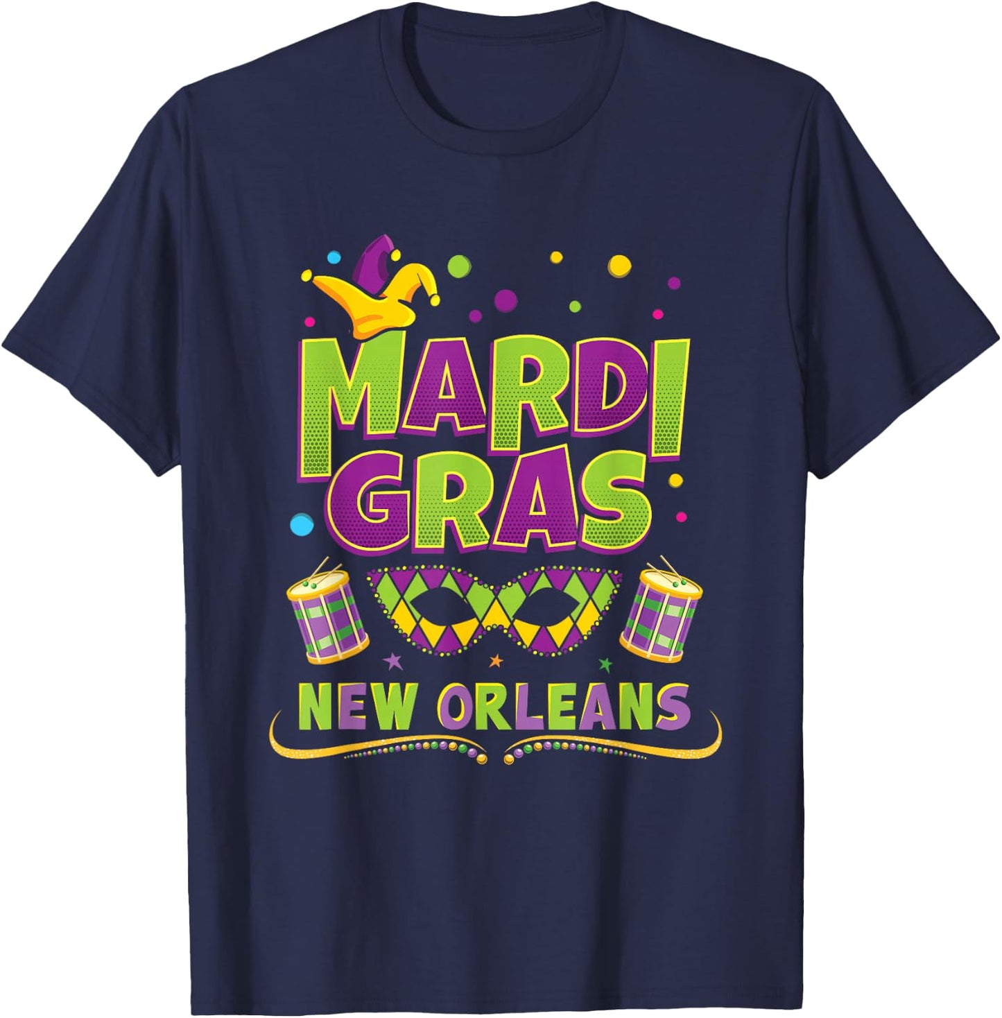 New Orleans Louisiana Mardi Gras Vintage Souvenir Gift T-Shirt - T-Shirt | Navy