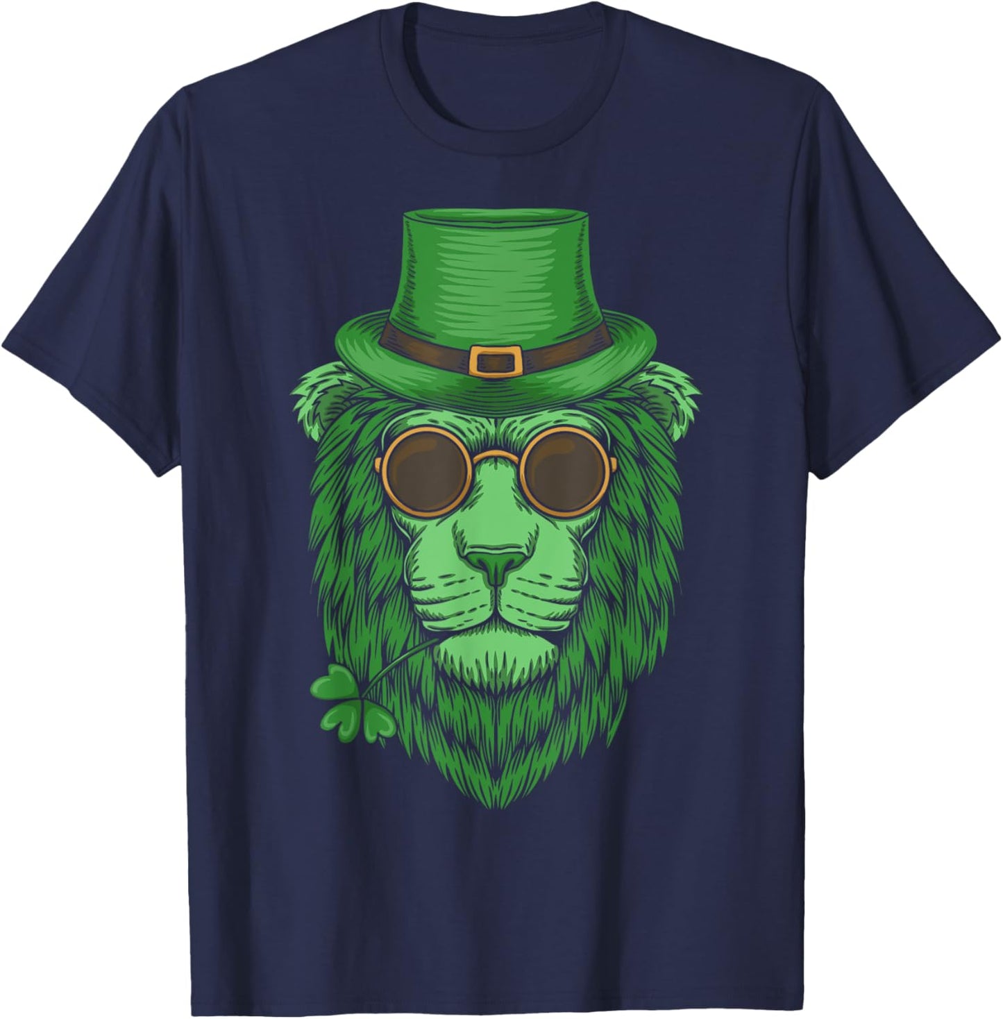 Funny Lion Lover Leprechaun Lion St. Patrick's Day Gift T-Shirt - T-Shirt | Navy