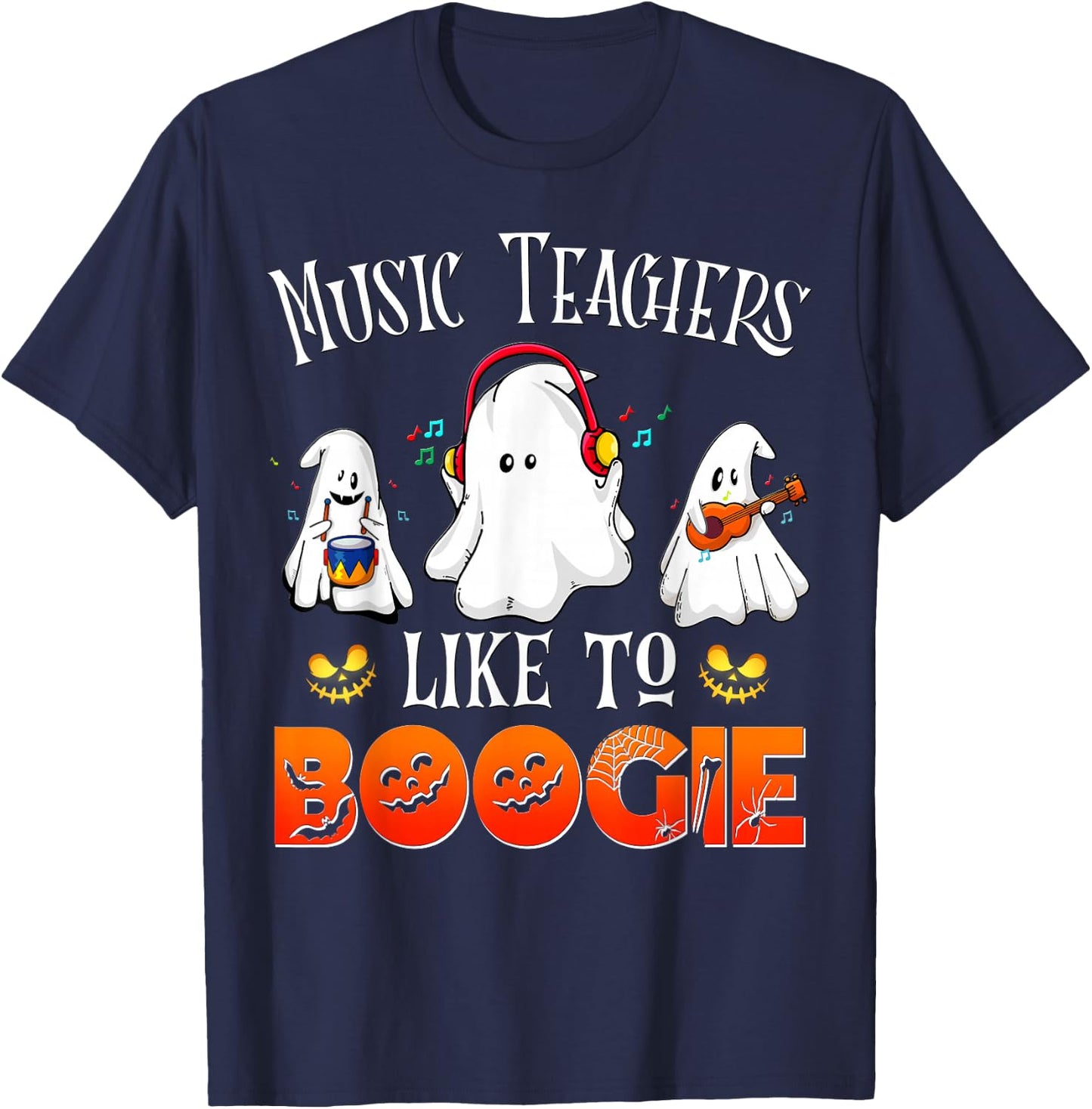 Halloween School Marching Band Music Teachers Like to Boogie Men Women T-Shirt - T-Shirt | Navy
