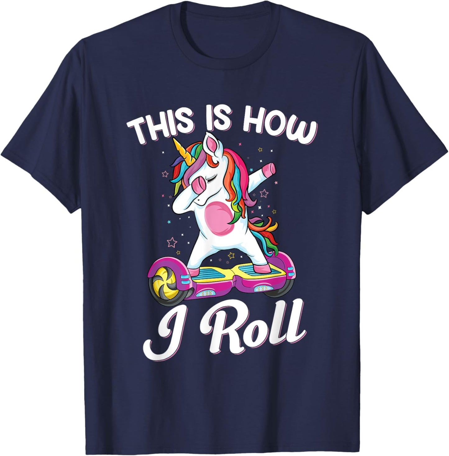 Dabbing unicorn Skater Electric Self Balancing Hoverboard T-Shirt - T-Shirt | Navy