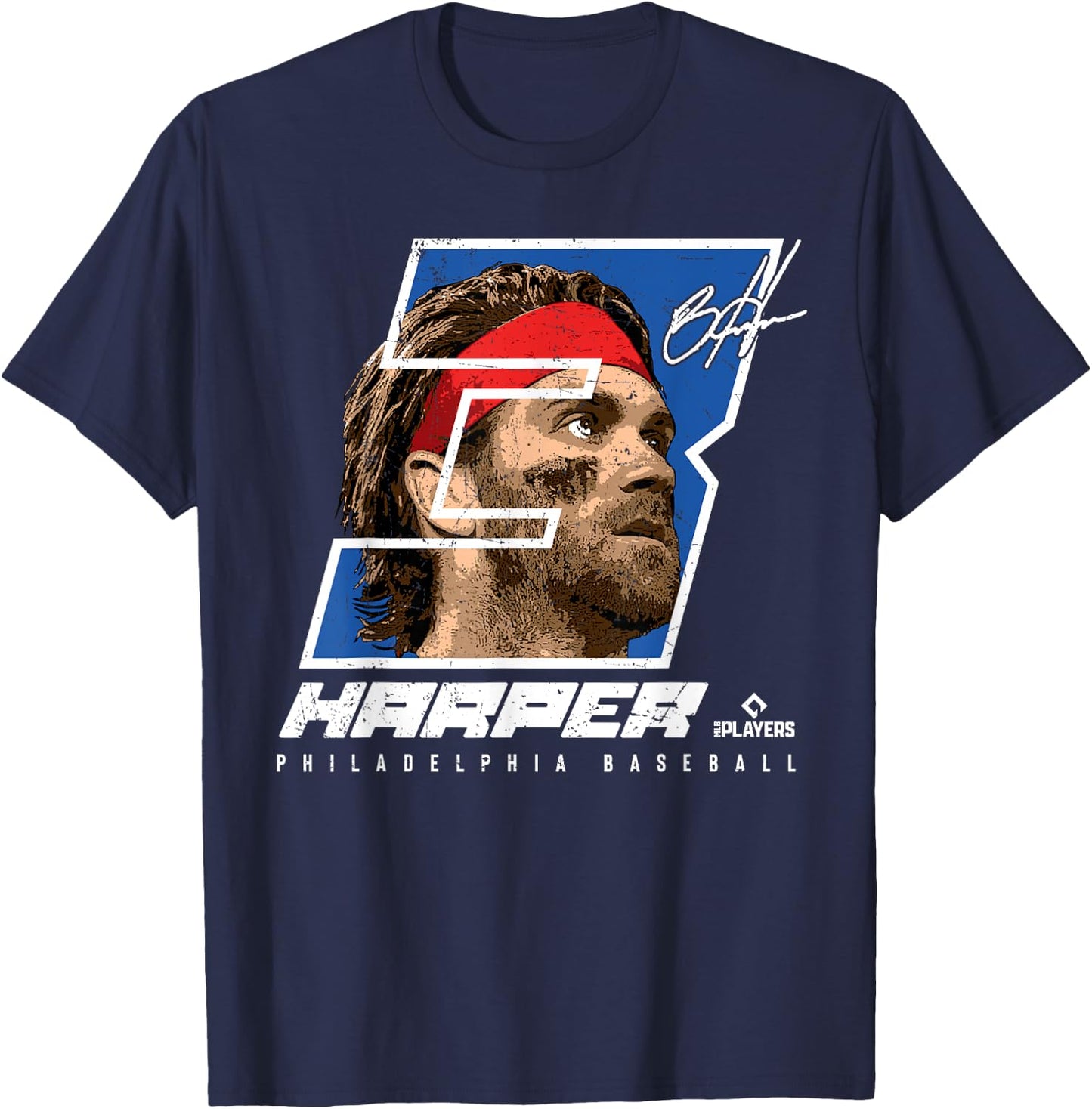 Bryce Harper - Silhouette Bam Bam Philadelphia MLBPA T-Shirt - T-Shirt | Navy