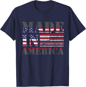 Made in America Born and Raised American Flag T-Shirt - T-Shirt | Navy