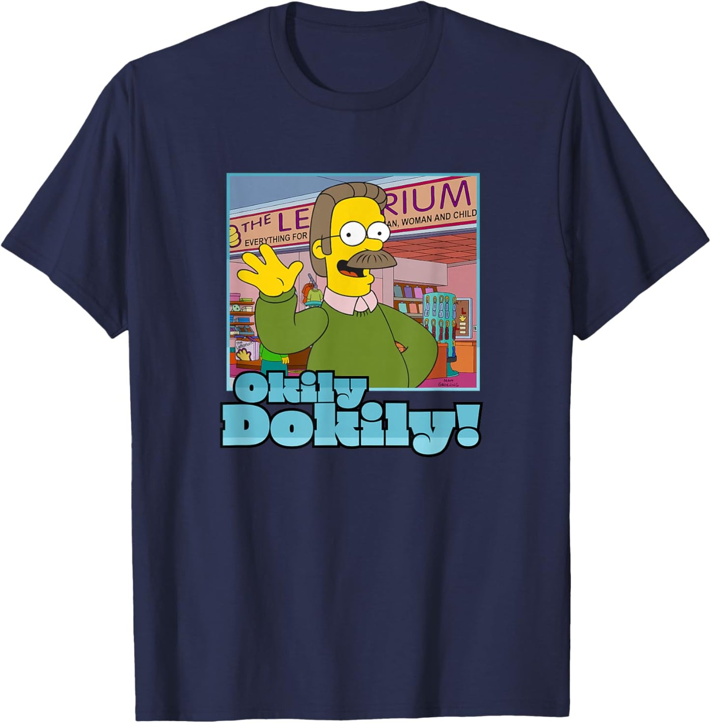The Simpsons Ned Flanders Okily Dokily T-Shirt - T-Shirt | Navy