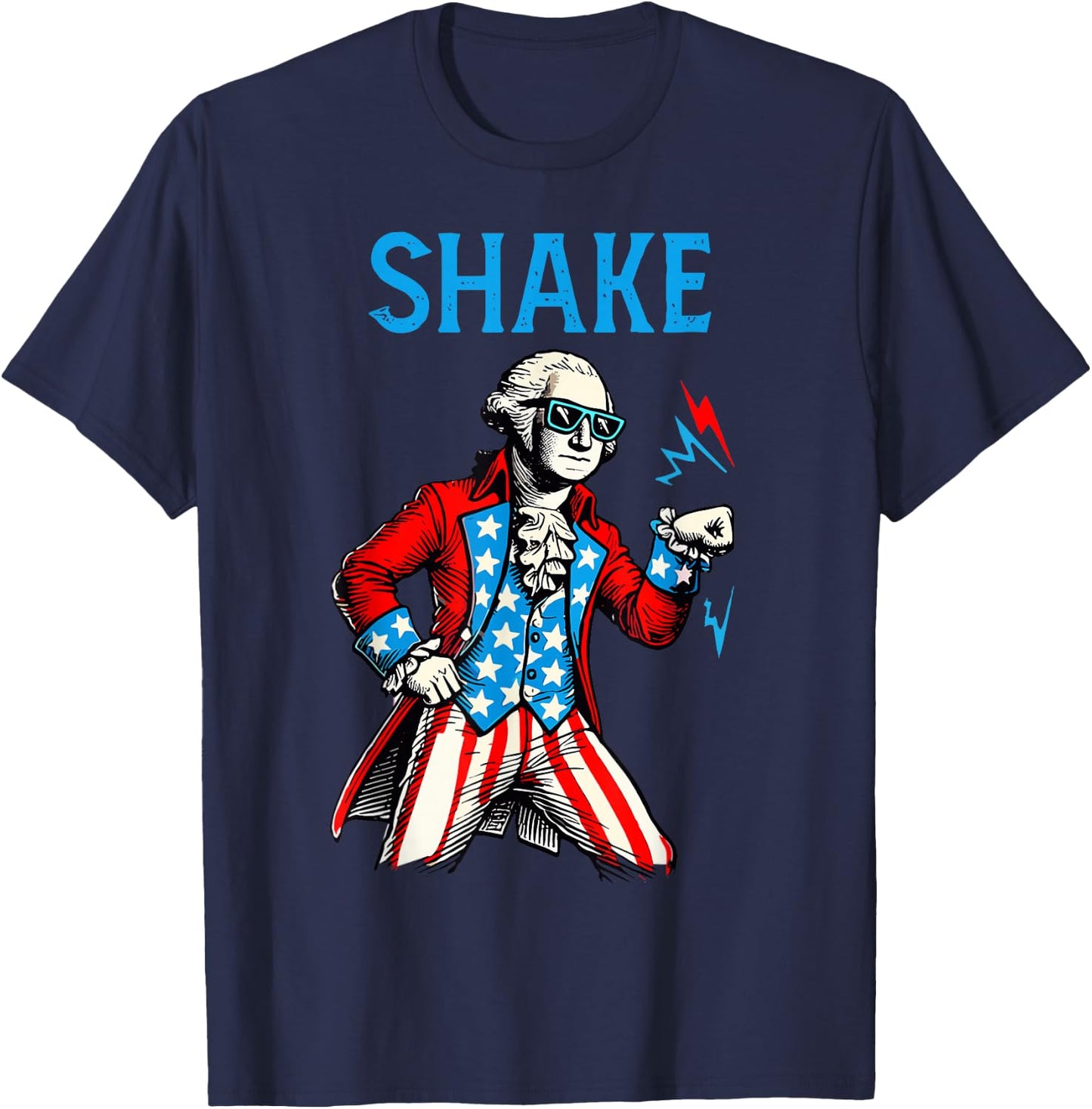 Retro Shake And Bake 4th of July Couple Matching American T-Shirt - T-Shirt | Navy