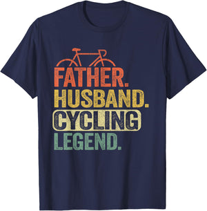 Father Husband Cycling Legend Bicycle Road Bike Dad Cyclist T-Shirt - T-Shirt | Navy