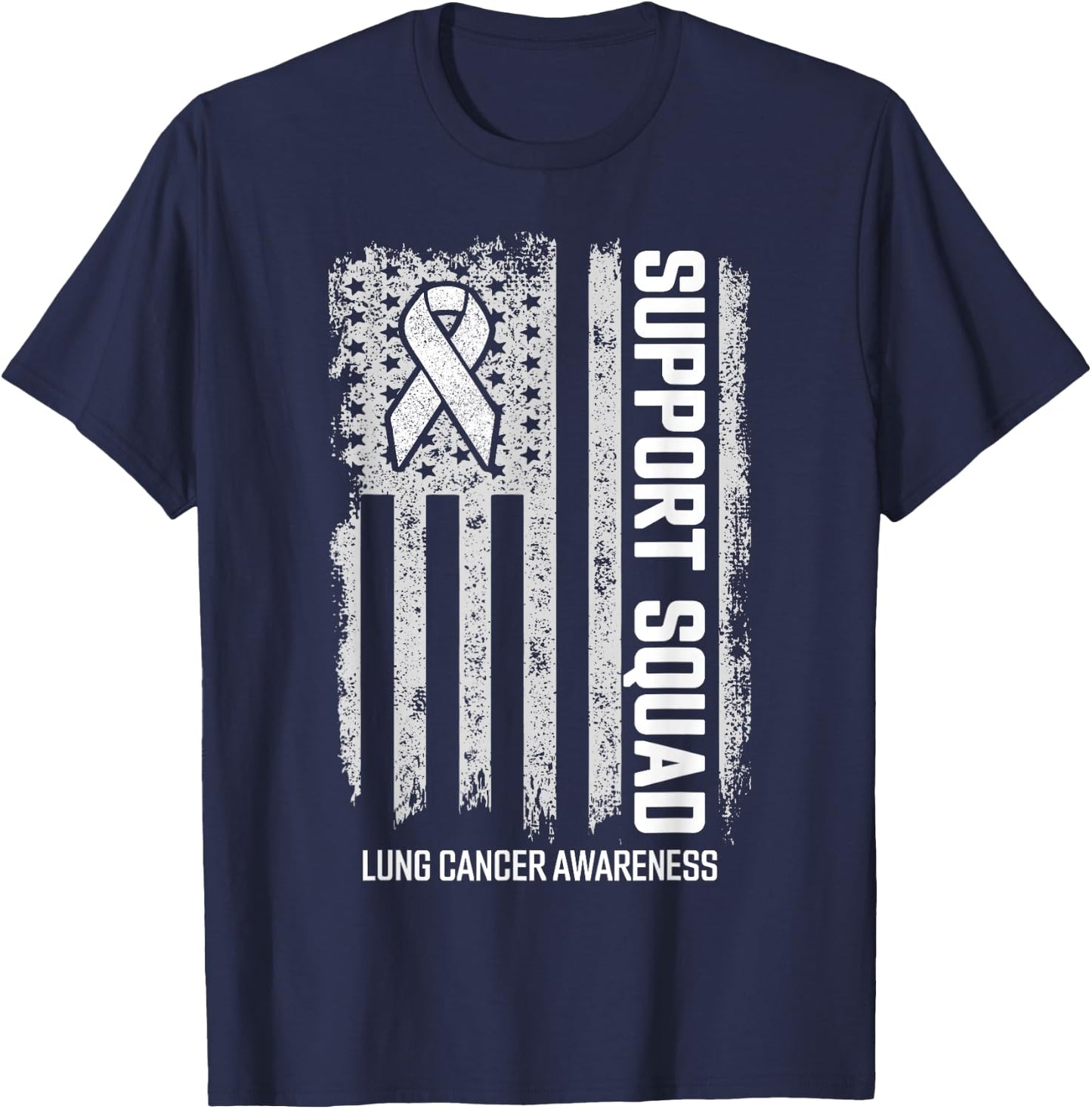 Lung Cancer Shirts Support Squad Lung Cancer Awareness T-Shirt - T-Shirt | Navy