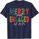 Merry And Engaged 2025 Couples Matching Christmas Pajamas T-Shirt - T-Shirt | Navy