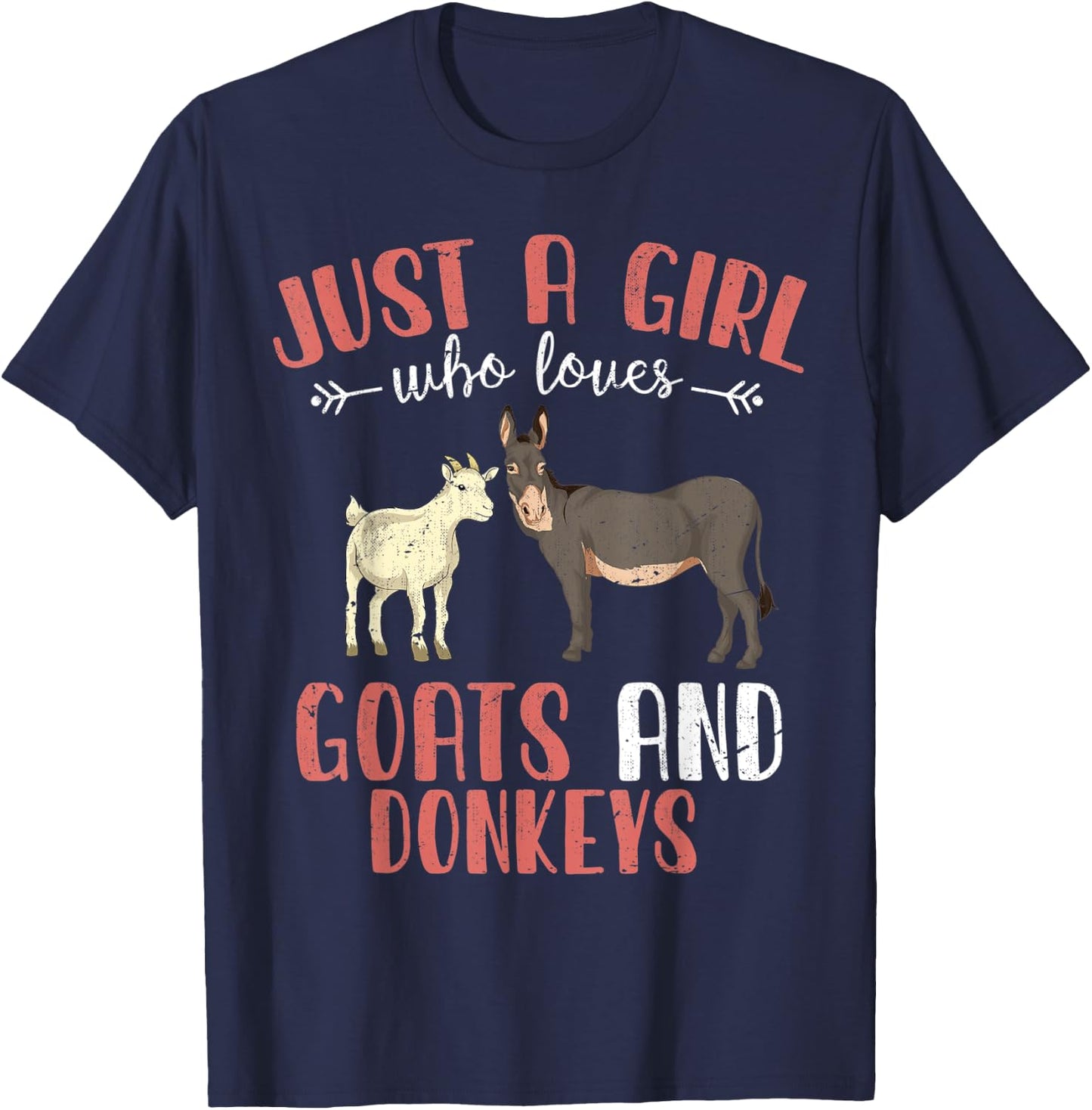 Just A Girl Who Loves Goats And Donkeys Farm Animal Donkey T-Shirt - T-Shirt | Navy