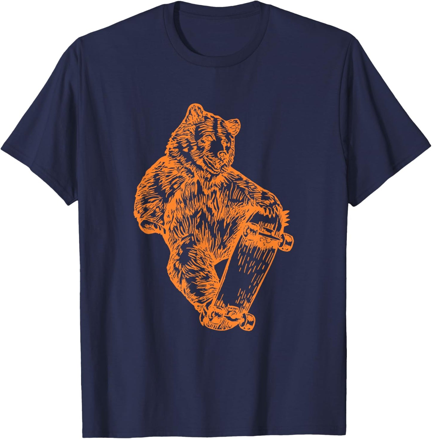 Bear Skater Funny Animal Cute Skateboarding Skateboard T-Shirt - T-Shirt | Navy