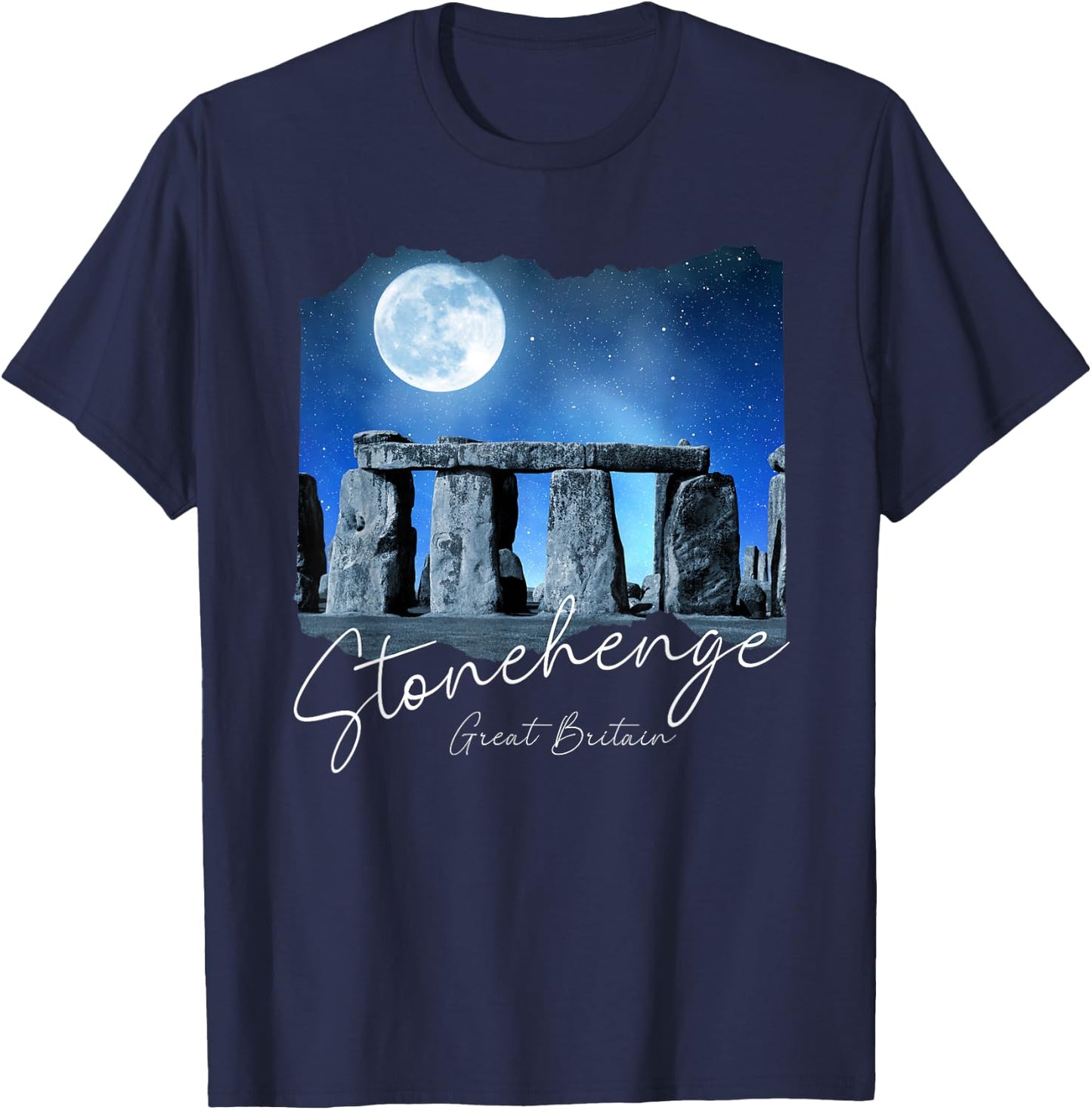 Stonehenge England Souvenir - Stonehenge At Night T-Shirt - T-Shirt | Navy